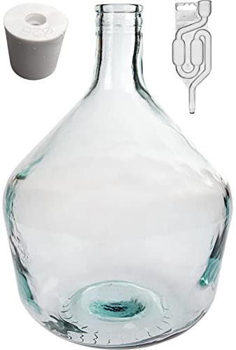Weinballon + Gärröhrchen + Gummistopfen Gäreimer Glasballon Gärballon Glas (Weinballon SET) (10L)