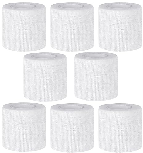 CIYAGPOOU Self Adhesive Bandage Wrap,2 Inch White Elastic Cohesive Bandages, Vet Wrap for Dogs,Tattoo Grip Sports Breathable Tape Bulk for First Aid, Wrist Sprains Protection