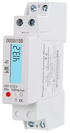 DEWIN kWh Meter, Electric Meter 1P AC230V 5-32A Single Phase Energy Meter LCD Power Consumption Meter with Backlight