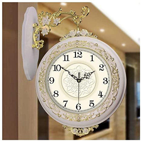 Antik Retro Bahnhofsuhr Europäische Retro-Retro-doppelseitige Uhr, wand montierte Vintage doppelseitige Wanduhr, for Wohnzimmer, Schlafzimmer, Studium, Lobby, Veranda, Korridor-Wohnkultur Wanduhr Dopp
