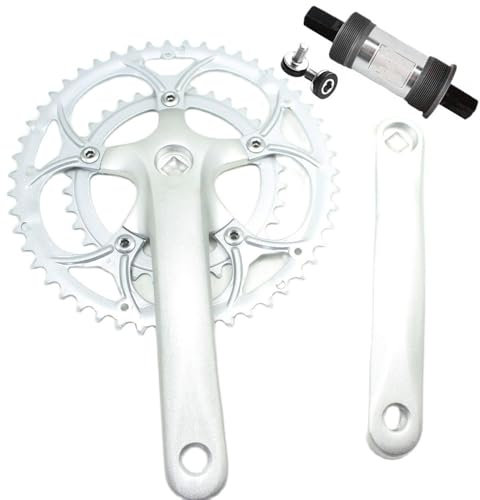 YUKORT Fahrradkurbel 50/34T -Rennradfahrrad -Kurbel BCD 11 0mm 8/9 -Geschwindigkeits -Diamantloch -Doppelfahrer Fahrradkurbel Teile Kettenradbikezubehör Kurbel Einzel (Color : Silver crankset BB)
