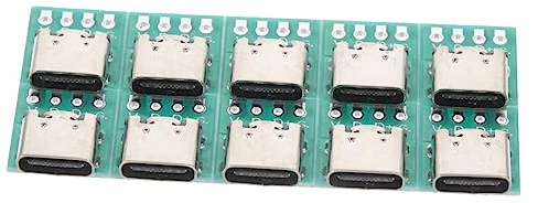 PartyKindom 10pcs USB C Female Connector Board USB Type C 3.1 Pcb | DIY Design, Stable Data Transmission, Smoother Transmission, Easy Installation, Zinc Alloy, for Cable Transfer