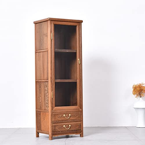 MOOWI Weinschrank Weinschrank aus Holz, Sideboard-Schrank for den Eingangsbereich, antike Vintage-Aufbewahrungskommode im chinesischen Stil mit Glastür Barschrank (Size : L)