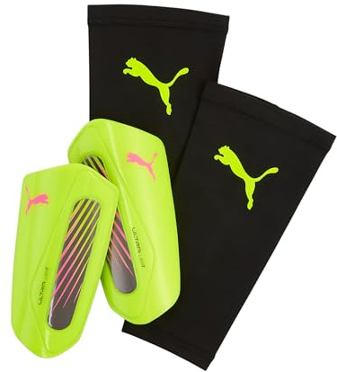 PUMA - ULTRA Light Strap, Espinilleras Unisexo, Yellow Alert-Puma Aged Silver, M - 030992