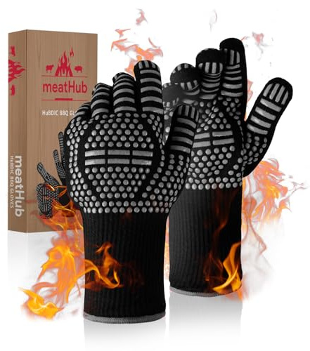 HubiCare Grillhandschuhe Hitzebeständige Feuerbeständige Ofenhandschuhe Handschutz Grillhandschuhe, 800.0 °C/800°C Hitzebeständige Ofenhandschuhe für Grill, Ofen, Kochen, Löten (Grau)