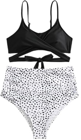 Costume premaman diviso, in due pezzi, tinta unita, top + pantaloncini a pois, parte inferiore, moda da spiaggia da donna, abbigliamento da vacanza, 1 con, Nero , L