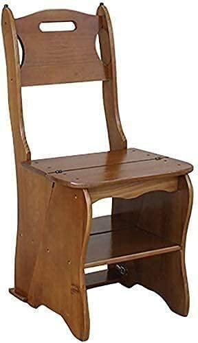 WLCNYL Stuhl für Erwachsene, Leitersitz, 4-Stufen-Hocker, Holz-Trittleitern mit Handgriff, rutschfestem, stabilem und breitem Pedal (Tragfähigkeit 120 kg), Tritthocker (Farbe: Walnussfarbe)
