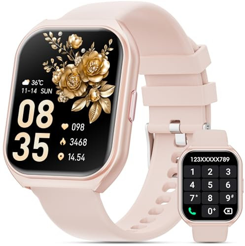 Smartwatch Uomo Donna,1.85 Orologio Smartwatch con Chiamata Bluetooth e Risposta Vivavoce,100+ Sportive Smart Watch con Sonno,Cardiofrequenzimetro,Contapassi,Fitness Tracker per Android iOS (Rosa)