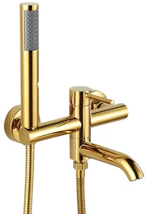 XJTNLB Rubinetto Vasca da Bagno con Doccetta Oro Miscelatore Doccia Muro Bocca Girevole a 90 ° Rubinetteria Doccia