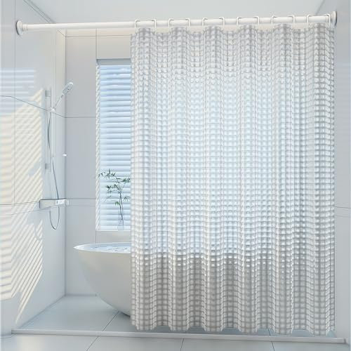 Lkw Ogechi Cortinas de Ducha Antimoho EVA Lavable, Cortinas de Ducha Transparente 3D con Ganchos de Plástico, 180x180 CM, Cortinas de Baño Impermeables de Secado Rápido, Cristal Cuadrado