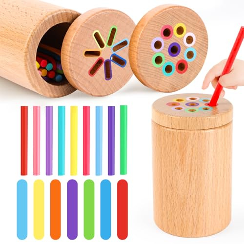 SUNtoys Wooden Montessori Spielzeug ab 1 2 3 Jahr, Kinderspielzeug ab 1 2 3 Jahre Holzspielzeug Motorikspielzeug ab 12 Jahr Geschenk Mädchen Jungen 1 2 3 Jahre Kinderspielzeug ab 1-3 Jahre Baby