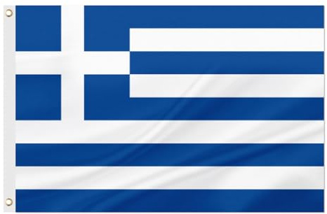 ASUNO Griechenland Flagge 90×150 CM, Polyester, Griechische National Banner mit 2 Messingösen, Doppelseitig, Leuchtende Farben, Farbbeständig, für Garten, Rasen, Patio
