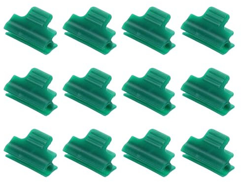 QUARKZMAN 12 Stück Rohr Klammern, 8mm PVC Rohrschellen Rohrhalterung Folienklammern Gartenbögen für Reihenabdeckung, Gewächshaus Kunststofffolie - Dunkelgrün