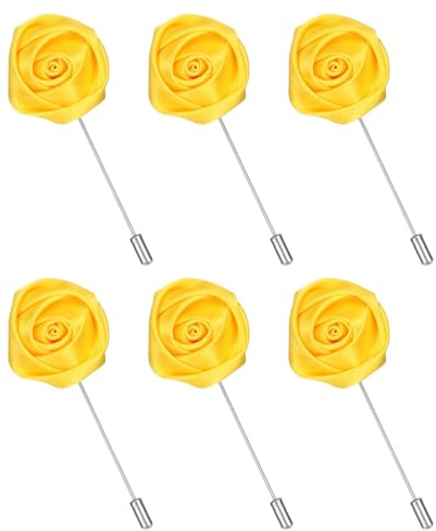 sourcing map Rose Lapel Pin for Men, Satin Flower Lapel Pins Silk Brooch for Groom Business