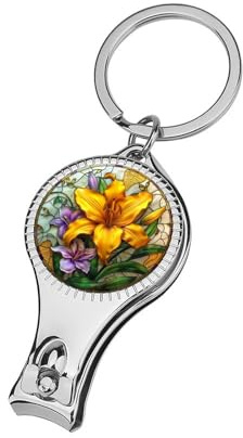 Stained Glass Blooming Yellow Lily Nail Clippers Toenail Clipper Cutters Professional Nail Trimmer Nail Cuticle Cutter for Women Men
