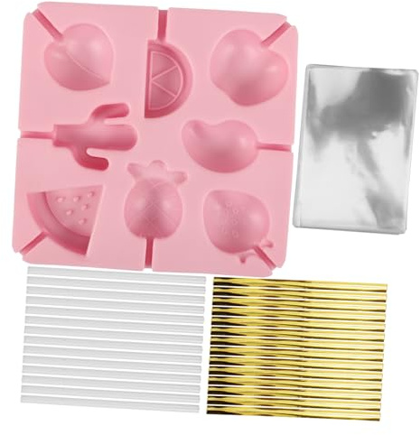Zerodeko 1 Ensemble Moule Silicone pour Sucettes avec Bâtonnets et Attaches Kit de Fabrication de Bonbons Diy pour Créations Sucrées Amusantes