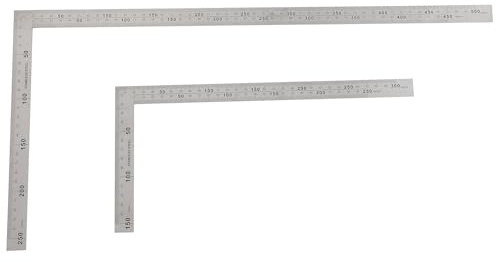 POPETPOP Règle Carrée En L En Acier Inoxydable 2 Pièces - Équerre Métallique Précise Pour Travail Du Bois Dessin Architecture Et Ingénierie - Outils Polyvalents Pour Professionnels Et Amateurs