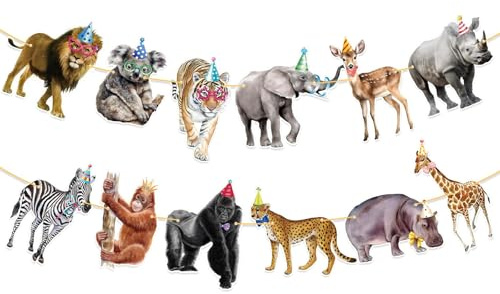 CharmeFleur Safari Tiere Alles Gute Zum Geburtstag Banner Dschungel Thema Deko Party Deko Party Zubehör Geburtstag Deko Deko Für Frauen Männer Baby Zoo