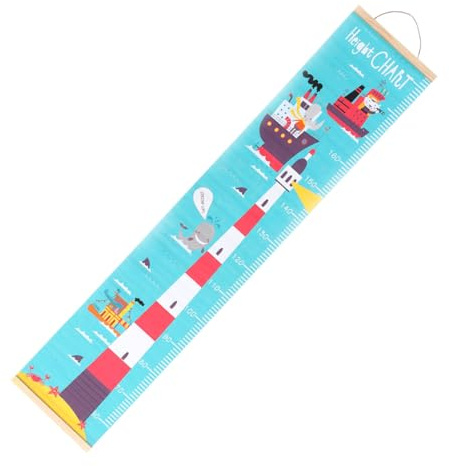 NAMOARLY Nordisches Wandbehang Wachstumsdiagramm für Kinder mit Leuchtturm Motiv Strapazierfähiger Stoff Wandbehang Lineal zum Aufhängen mit Holzaufhängung für Kinderzimmer und Babyzimmer