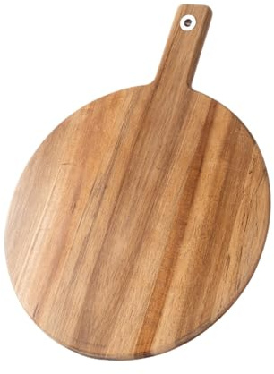 NihaoWXM Planche à Pizza en Bois Planche à pizza en bois d'acacia avec manche, pelle massif, planche découper for viande, fruits et légumes, ustensiles de cuisine