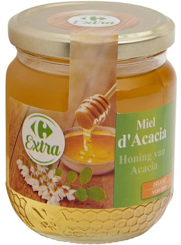 EXTRA - Miel D'Acacia CARREFOUR | Onctueux et savoureux | Parfait pour le petit déjeuner | le pot de 375g | LOT DE 3