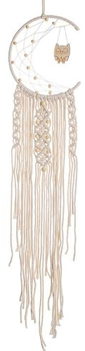 WUMEIJIAJU Makramee Wandbehang Böhmischer Mond Traumfänger, Handgefertigter Wandteppich Mädchen Boho Traumfänger mit Quasten Wohnkultur für Schlafzimmer Hochzeit Party Ornamente Handwerk Geschenke