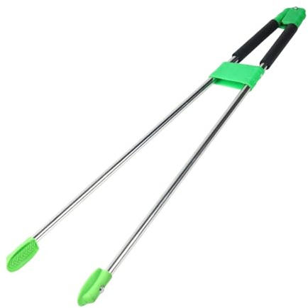 Kuntesetty Recolector Basura Pinza Herramienta Recogedor Pinzas Agarre Ergonómico para Recoger Residuos y Hojas en Jardín Adecuado para Adultos Niños Limpieza, Verde Negro