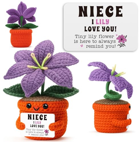 Sensi Blue Regali per nipote da zia zia zio, regalo di laurea per ragazze, primo per lei, divertente fiore di giglio all'uncinetto, miglior regalo di compleanno per il ritorno a scuola, regalo per