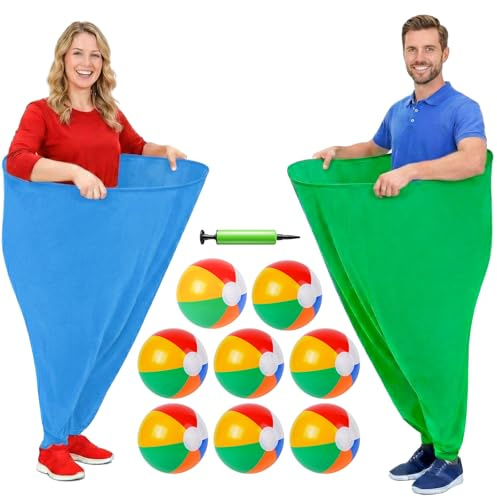 AIZHAZHA Granny Pants Yard Game, Super Giant Pants Set Outdoor Games for Adults, Funny Catching Ball Game with 8 Balls 2 Pants, Garden Lawn Tossing Games for Family Reunion Birthday Party Sports Day