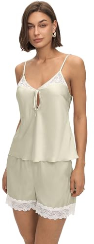 Atxnn Pijamas de Mujer Conjunto de Pijama Informal Ropa de Estar por Casa Elegante para el Verano Camiseta sin Mangas y Pantalones Cortos Sexys Ropa de Dormir Ropa de Noche Suave