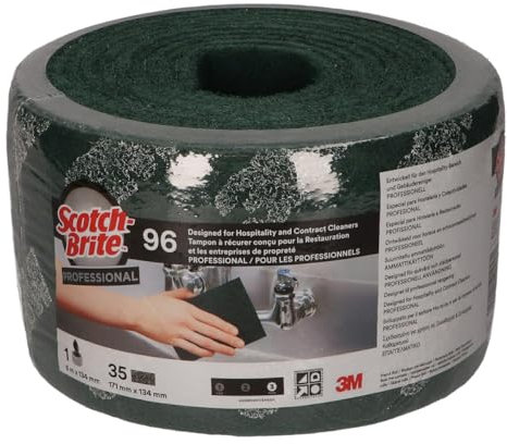 Scotch Brite 3M ScotchBrite 96 Rollo Fibra Verde Limpieza General precortado 134 mm x 6 m 12 rolloscaja S Brite ESTROP 6MX134MM, 1, Neutro