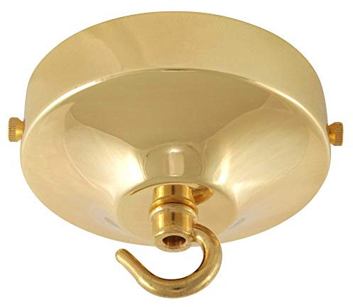 ElekTek Konkave Deckenrosette Durchmesser 100 mm mit Haltebügel und Haken - Für Hängeleuchten und Kronleuchter - Ausführung in Metall und Pulverbeschichtung Messing