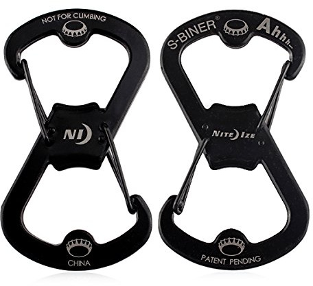 Nite Ize SBO-03-01 Stainless Steel S-Biner Ahhh Multifunction Carabiner Keychain - Black