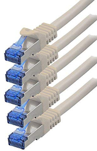BIGtec - 5 Stück - 2m CAT.7 Gigabit Patchkabel Netzwerkkabel grau Kupferkabel Patch Ethernt LAN DSL Kabel CAT7 (RJ45, Cat 7, S/FTP PIMF) 2,00m