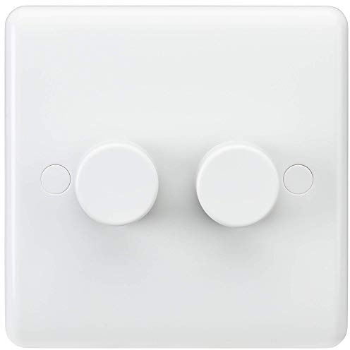 Knightsbridge CU2162 Curved Edge 2 Gang Dimmer, White - 230 Volts