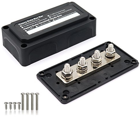 T Tocas 300A Sammelschiene 12V-48V DC mit 4x M8 Batterie BusBar Verteiler, Heavy Duty Sammelschienen 300 Amp Bus Bar Hohe Stromstärke für Kfz LKW Wohnmobil Solarstromsystem Boot Marine, Schwarz
