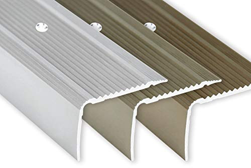 Toolerando Treppenkantenprofil Treppenprofil L-Form, Schraubmontage, für Parkett und Laminat, Länge 90 cm, Silber