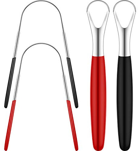 4 Pcs Tongue Scrapers, Reduces Bad Breath Cleaning Tongue Brushes Oral Tongue Brushes Stainless Steel Beauty Tools