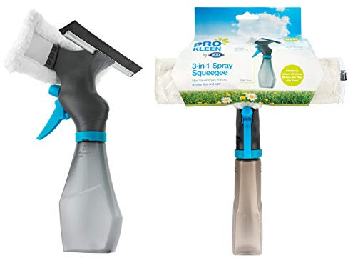 Pro Kleen 3-in-1 Rubber Squeegee Microfibre Cloth Pad Window Cleaner Bottle Spray Tool for Indoor and Outdoor | Glass Cleaning | Car Windows | Shower Screen Washer