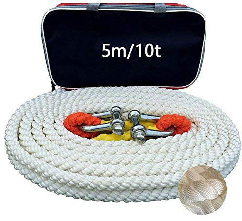 PKW PLUS 5m Abschleppseil, mit 2 Sicherheitshaken, Hochfestes Nylon-Abschleppseil, Maximale Zugkraft 5t/10t/15t (Size : 5m/10t)