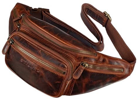 STILORD große Leder-Bauchtasche Cognac - Vintage Gürteltasche für Herren, Damen & Kinder - Retro Hüfttasche für Jogging, Festival, Urlaub 'Caspar'