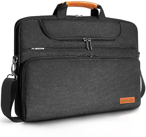 DOMISO Sacoche Ordinateur 15.6 Pouces Imperméable Antichoc Pochette PC Portable Sac à Bandoulière Homme pour Lenovo IdeaPad/ThinkPad, HP Pavilion/ENVY, Dell XPS 15, MacBook Air/Pro, Noir