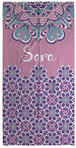 LolaPix Strand Badetuch. Strandtuch mit Namen. Personalisiertes Strand Badetuch. Personalisierte Handtuch. Personalisierte Geschenke. Verschiedene Designs und Größen. Mandala Raj