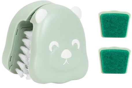 CQT BladeBrush Knife and Cutlery Cleaner Brush Bristle Scrub Kitchen Washing Non-Slip,B002-1 Changeable Scrub Head and Scouring Pad (Green)
