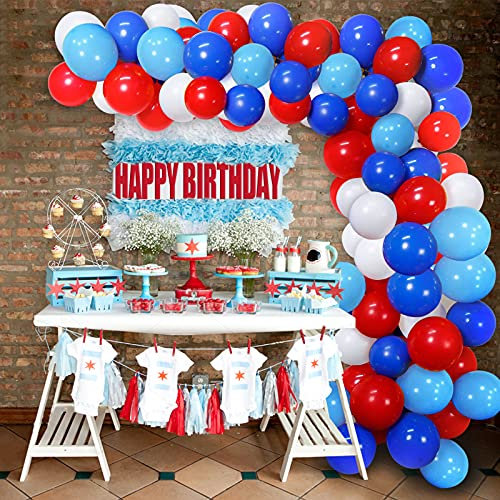 Red White Blue Balloon Garland Kit 100 Pcs Birthday Party Decorations Balloon Arch Kit for Graduations , Anniversary Celebrations, Hen Party, Wedding, Birthday Party Themed Party Decor