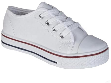 GladRags Baskets Basses en Toile à Lacets pour garçons et Filles, Escarpins, Blanc, Taille 4 UK, 37 EU