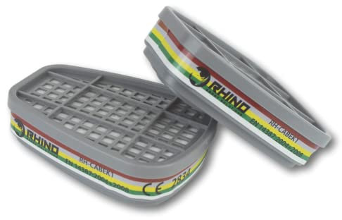 Rhino Smart Solutions Cartridge Filter Set (2pcs) ABEK1 for Respirator Masks for Gas, Painting, Dust, Sanding 1 Organic, Inorganic, Acid and Ammonia