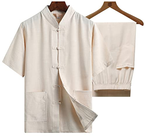 Damen Herren Tai Chi Anzug Kampfkunst Kung Fu Qi Gong Wing Chun Shaolin Frühling Sommer Training Uniform Unisex Kurzärmelig Stehkragen Trainingsanzug