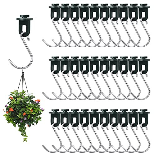 ELANE 30 Pcs Greenhouse Hooks and Twist Clips, Plastic Fixing Clips for Outdoor Garden Hanging Plants. (Green)