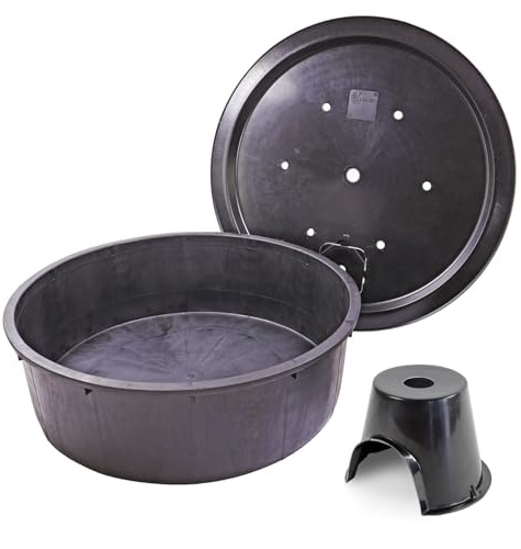 CLGarden Springbrunnen Schwerlastbecken Set 250 Liter Springbrunnenbecken mit 120cm GFK Abdeckung und 2t Schwerlaststütze Erdeinbau DIY